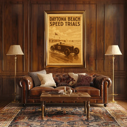 Vintage Car Race Daytona Beach Speed Excitement Poster