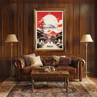 Traditional Japanese Street Scene Travel Poster