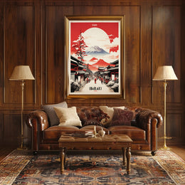 Traditional Japanese Street Scene Travel Poster