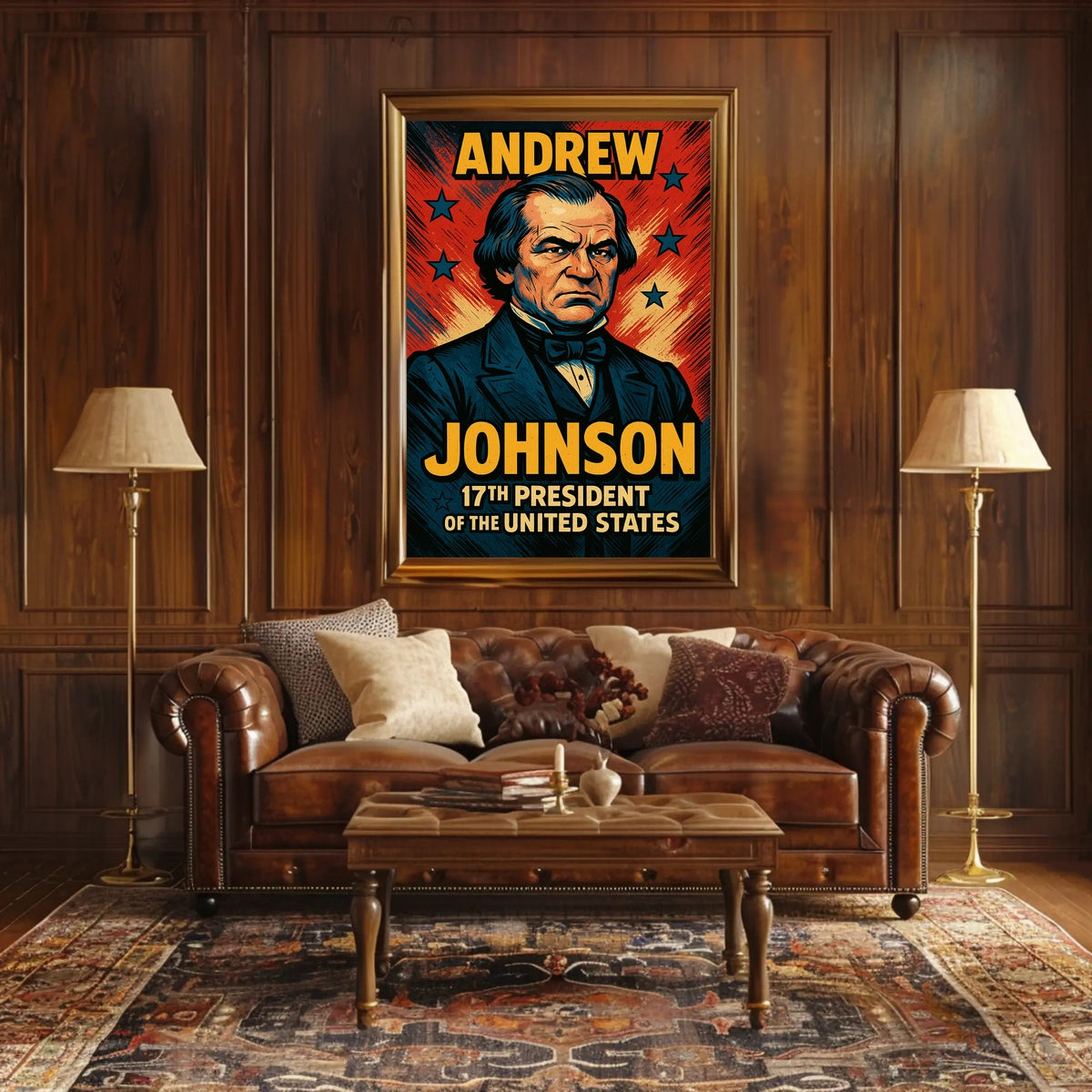 Andrew Johnson Seventeenth President Poster Vintage Wall Art