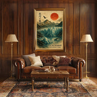 Glacier Bay National Park Vintage Glaciers Red Sun Poster