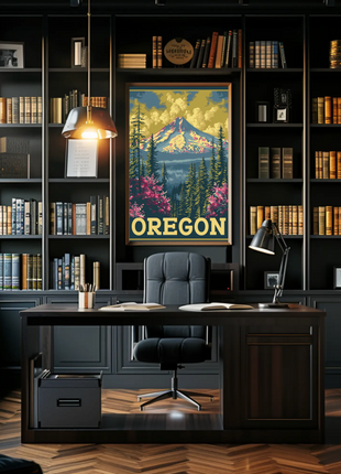 Oregon Mount Hood Forest Blooms Travel Poster