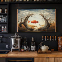 Surreal Dreamscape with Orange Fish Artistic Poster