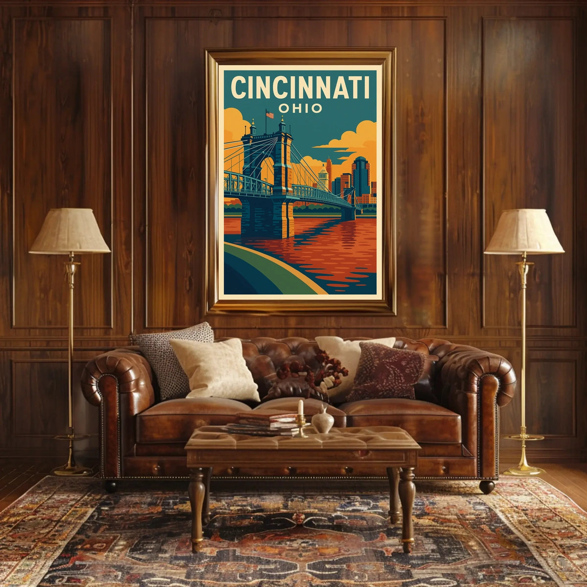 Cincinnati Cityscape Minimalist Wanderlust Poster