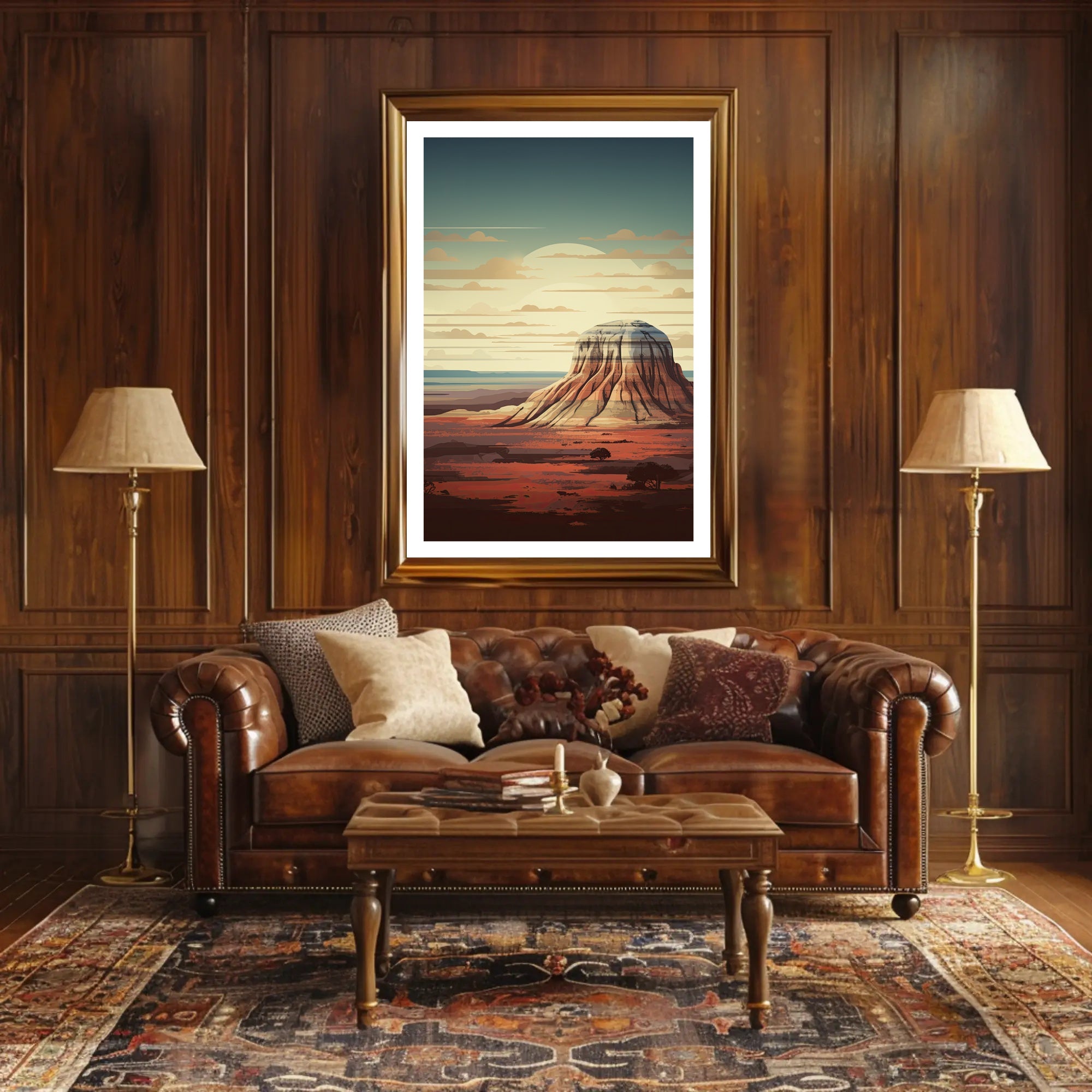 Desert Landscape Illustration Poster Modern Wall Art