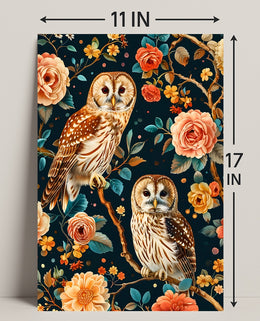 Owls And Blossoms William Morris Art Poster