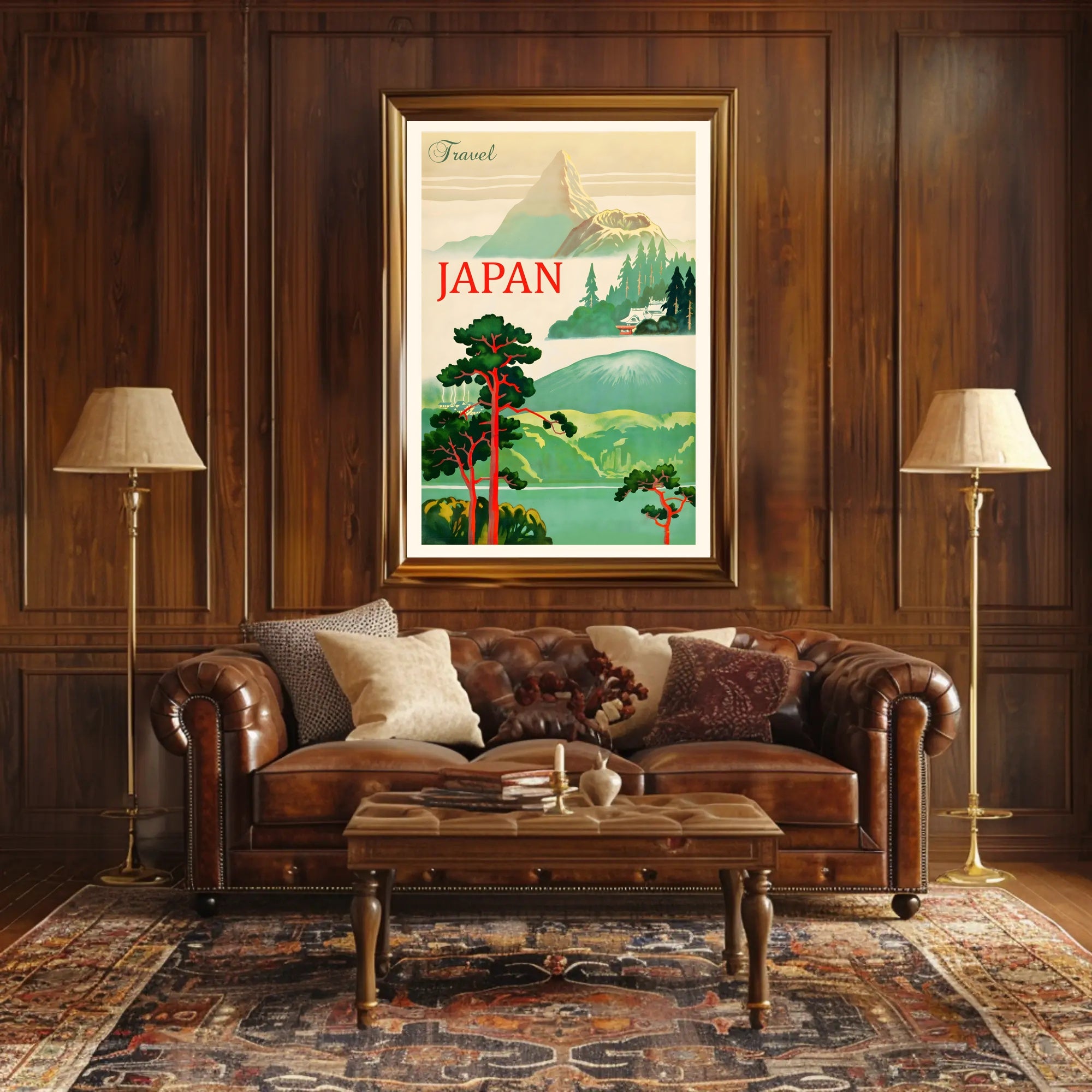 Vintage Japan Mount Fuji Travel Poster