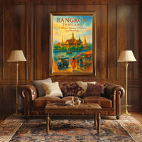 Bangkok Temple Adventure: Vibrant Travel Art Poster