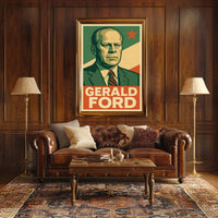 Gerald Ford Presidential Portrait Historical Figure Photography Realism Iconic American Heritage Decor Poster