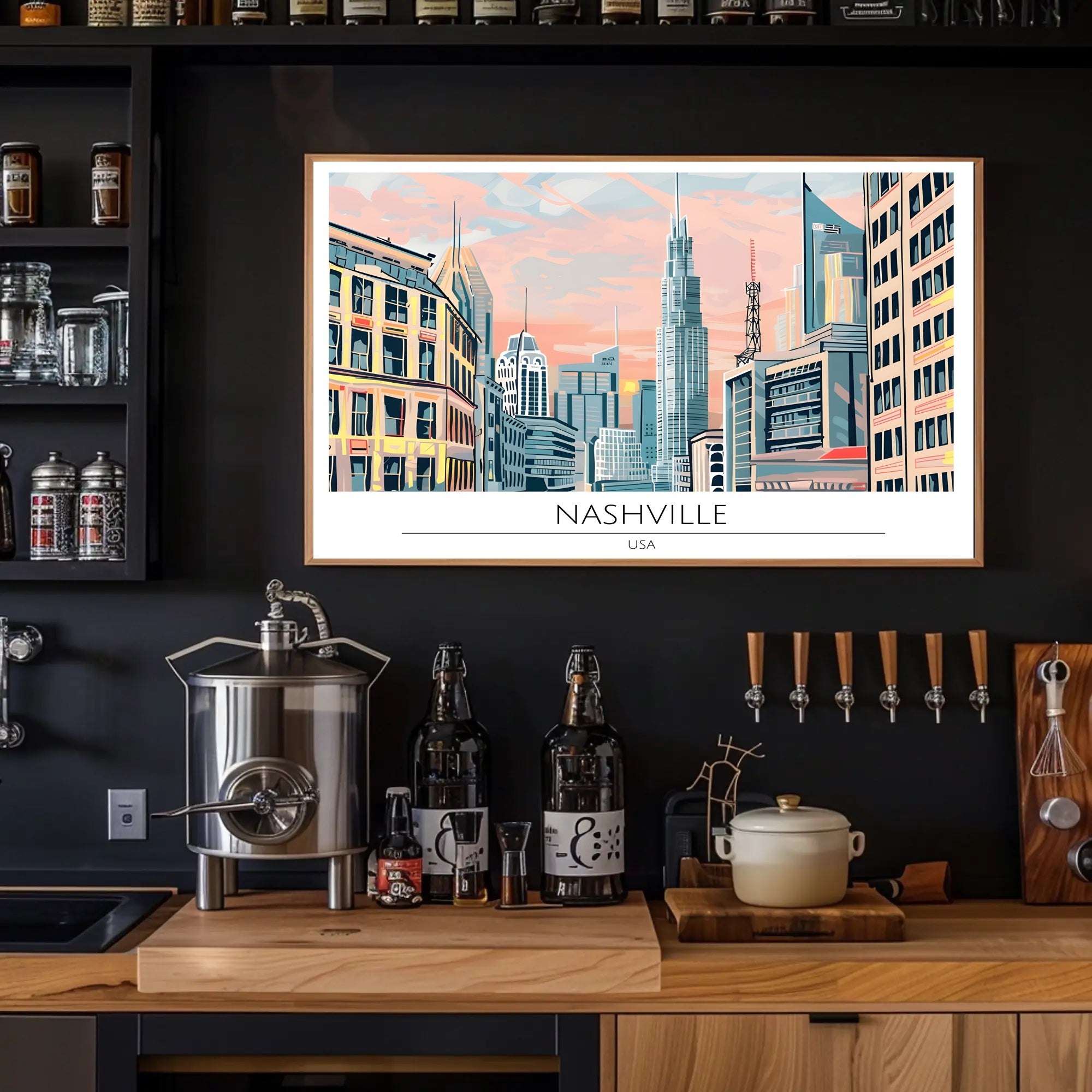 Vibrant Cityscape of Nashville Poster PosterGoat