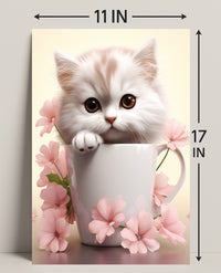 Kitten In A Cup Poster PosterGoat