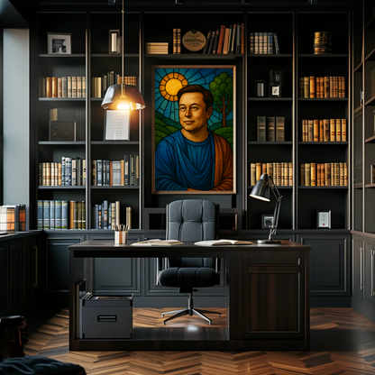 Elon Musk Modern Icon Stained Glass Poster