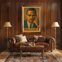Malcolm X Mosaic Portrait Poster