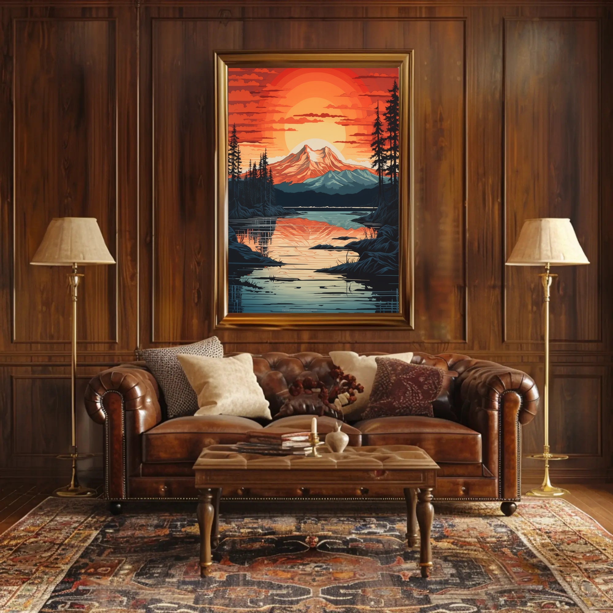 Serene Mountain Sunset Poster PosterGoat