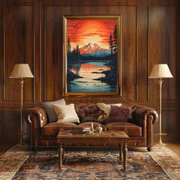 Serene Mountain Sunset Poster PosterGoat
