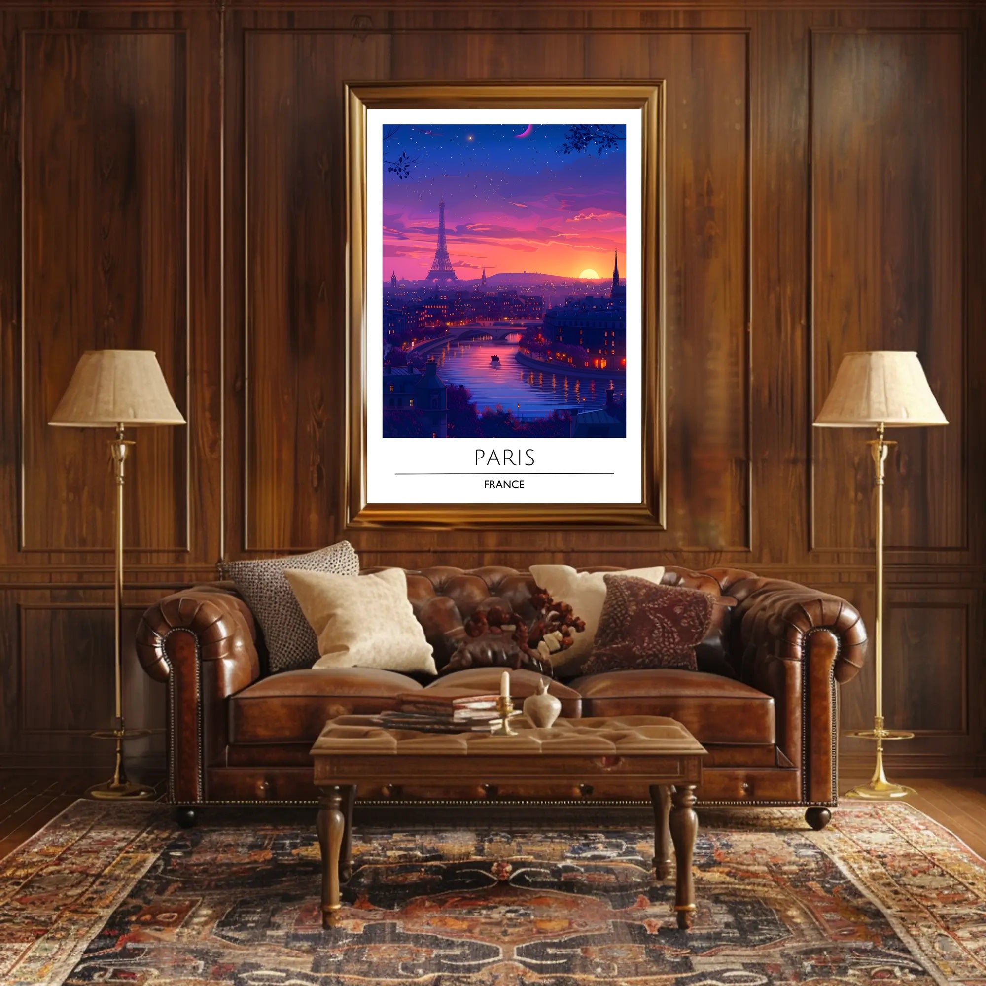 Paris Sunset with Eiffel Tower Urban or Cityscape Poster