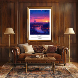 Paris Sunset with Eiffel Tower Urban or Cityscape Poster