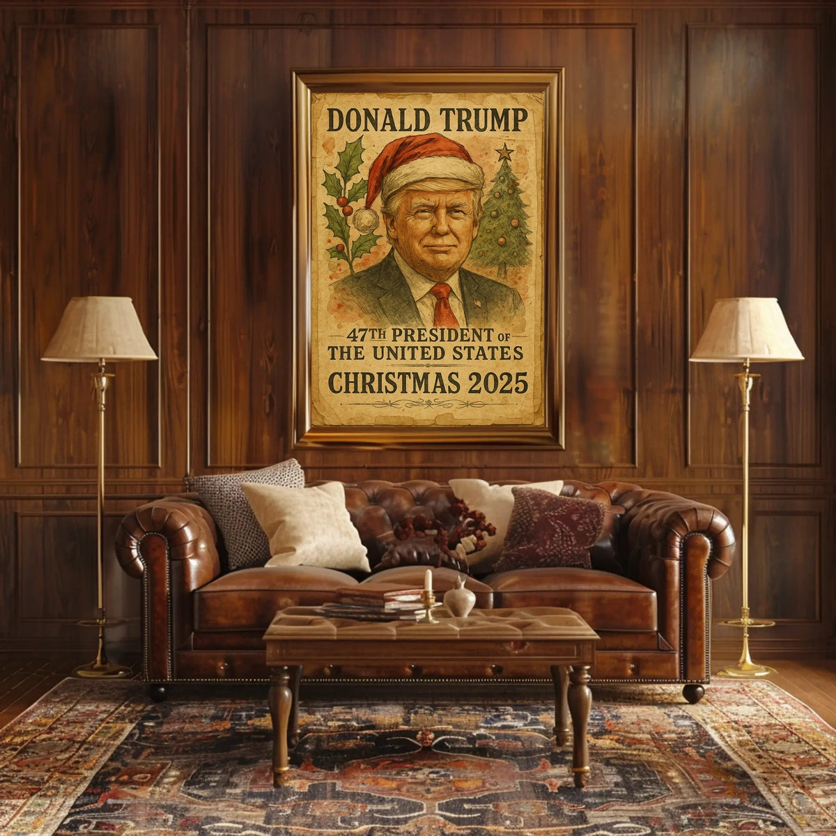 Santa Hat Trump Christmas Theme Political Poster