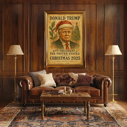 Santa Hat Trump Christmas Theme Political Poster