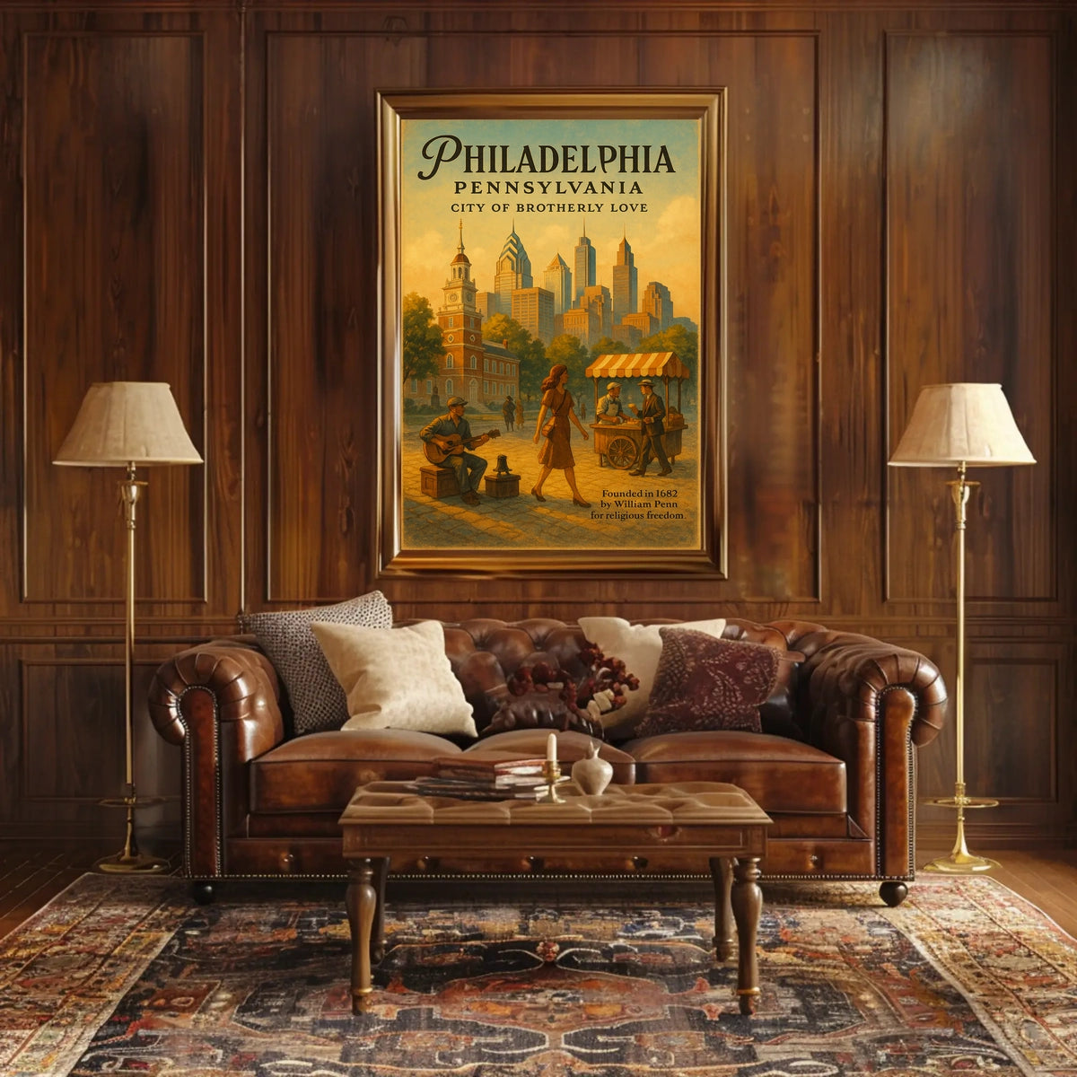 Philadelphia's Historic Charm: Vintage Cityscape Poster