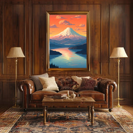 Majestic Mountain Sunset Poster PosterGoat