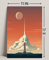 Rocket Launch At Dusk Poster