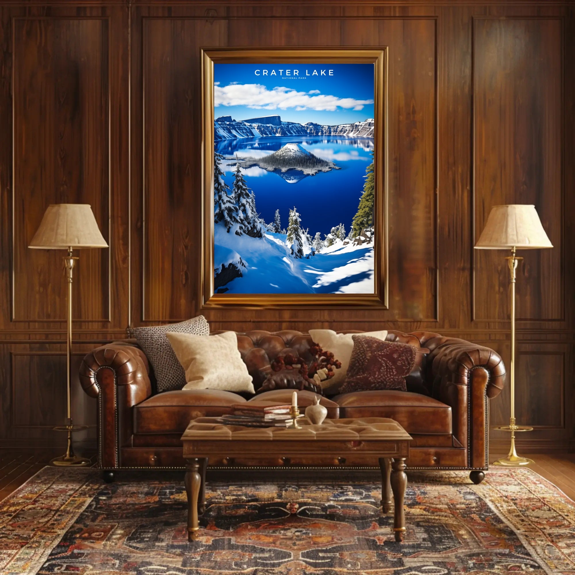 Crater Lake Winter Travel Poster Wall Art