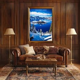 Crater Lake Winter Travel Poster Wall Art