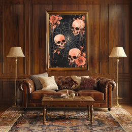 Dark Gothic Skulls and Roses Artistic Poster