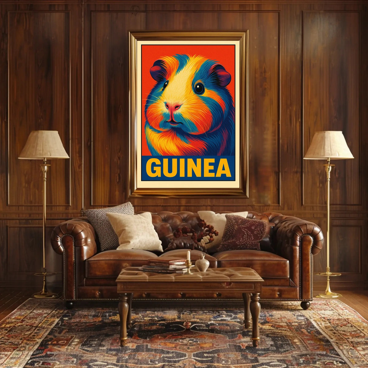 Vibrant Guinea Pig Portrait Poster