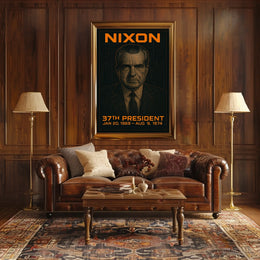 Richard Nixon 37th President of the United States Techno Schematic Poster