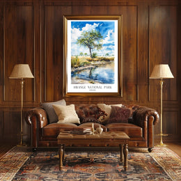 Hwange National Park Safari Landscape Watercolor National Park Poster PosterGoat