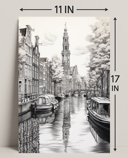 Amsterdam Canal Scene Poster