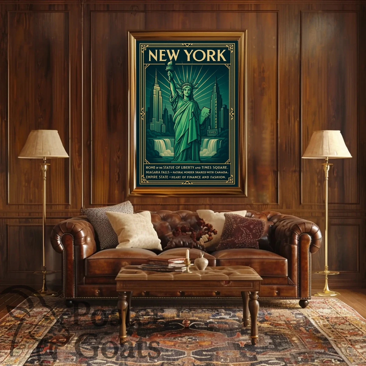 New York Landmarks Vintage Art Deco Travel Poster