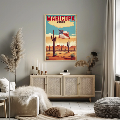 Maricopa Arizona Desert Flag Vintage Travel Poster