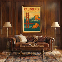 California Landmarks Vintage Travel Poster