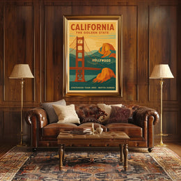 California Landmarks Vintage Travel Poster