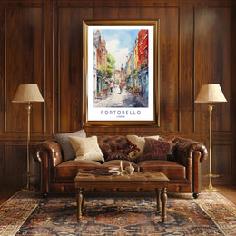 Portobello Street Scene Watercolor Urban or Cityscape Poster PosterGoat