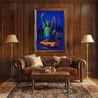 Vibrant New York Cityscape Art with Neon Aesthetic Urban Poster