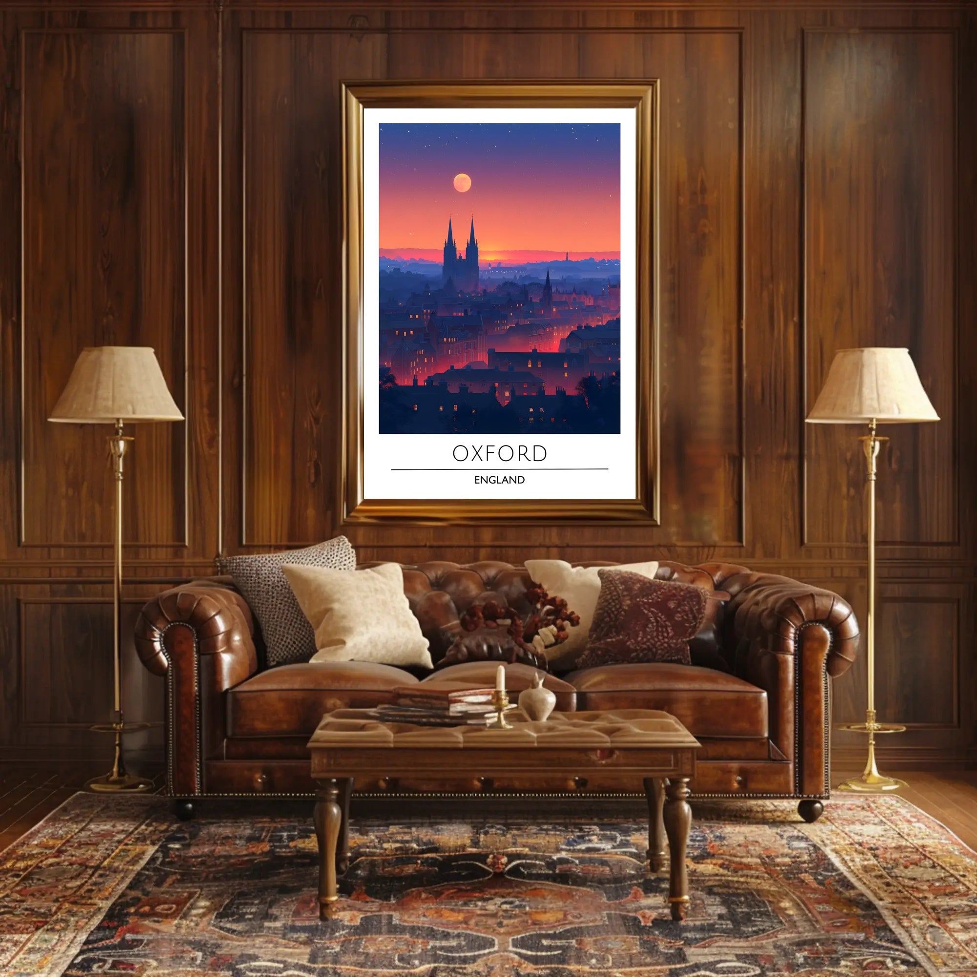 Oxford Skyline Sunset: Urban or Cityscape Poster