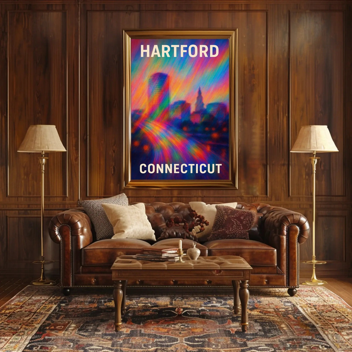 Hartford Skyline Urban Digital Painting Poster