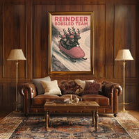 Reindeer Bobsled Team Poster