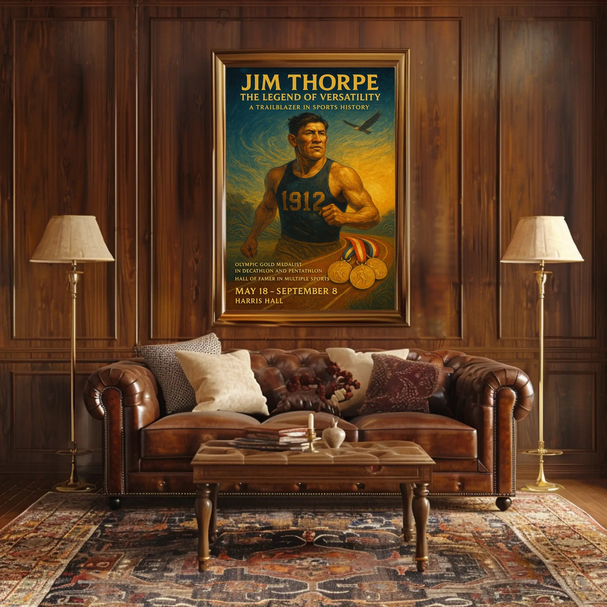 Jim Thorpe Athletic Excellence Vintage Sports Poster