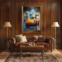 Vibrant Classic Car In Urban Garage Poster PosterGoat