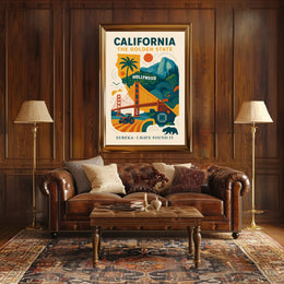 California The Golden State Wall Art Print PosterGoat