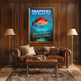 Snapper Strikes Salt Water Fish Poster PosterGoat