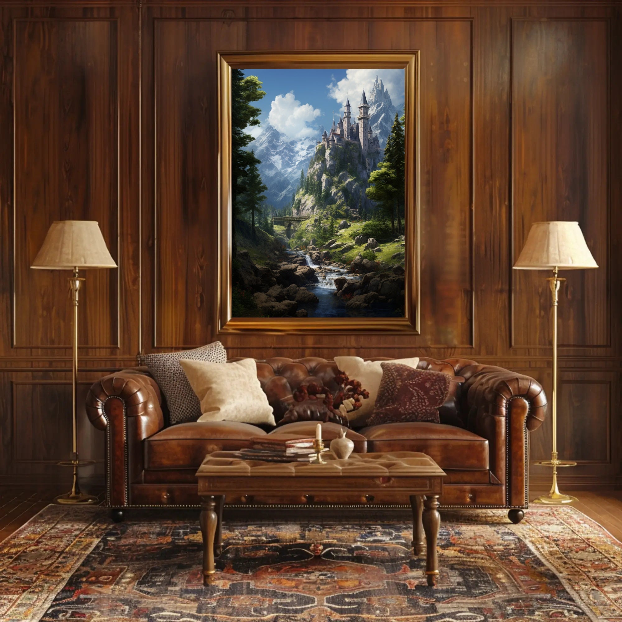 Enchanted Mountain Castle Poster PosterGoat