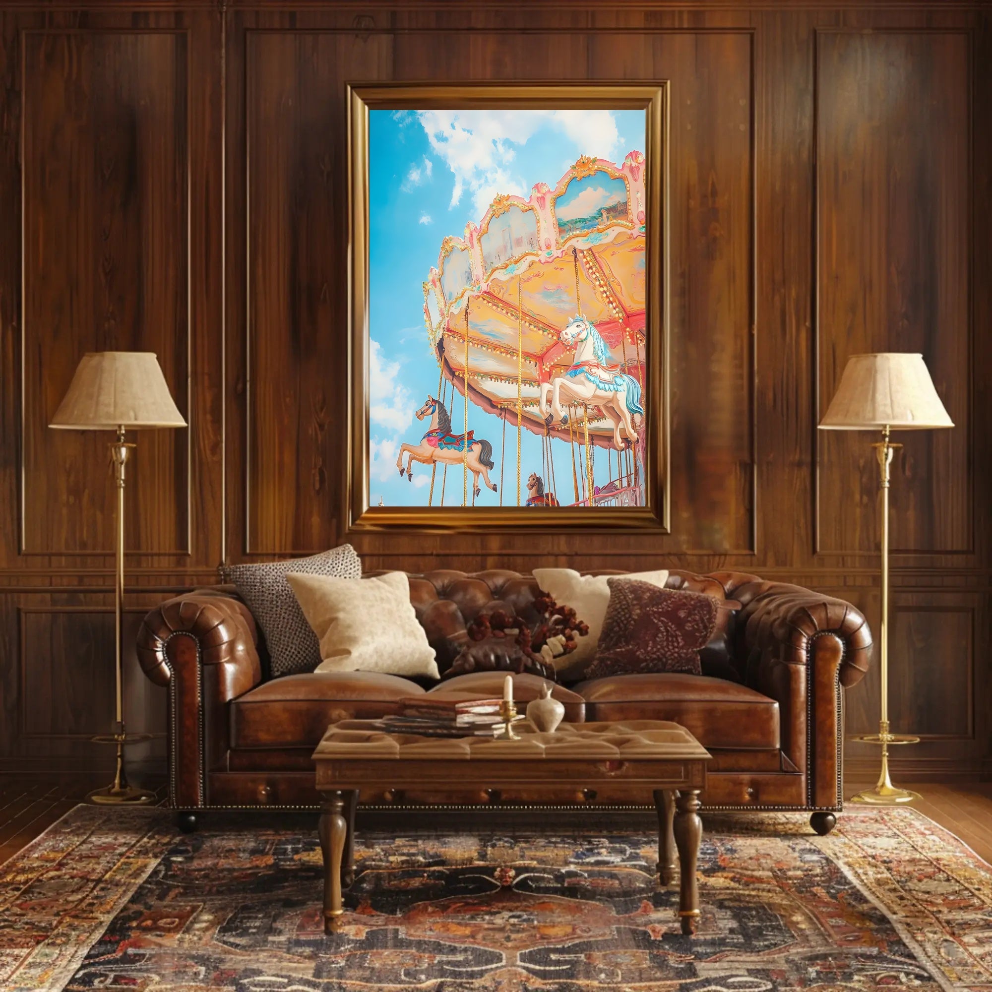 Carousel Whimsical Poster Vintage Carnival Wall Art