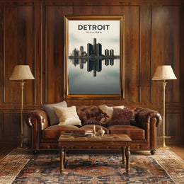 Detroit Skyline Reflection Poster