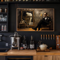 Introspective Vintage Scene in Dim Room Artistic Poster